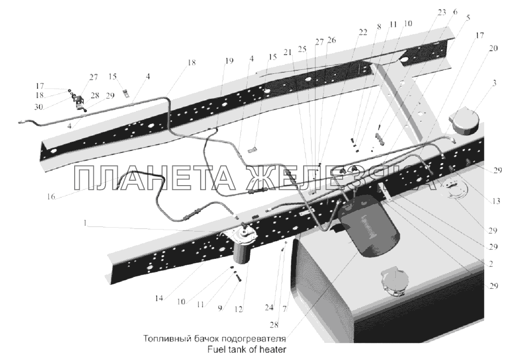 Установка топливопроводов 6303A3-1104002, 6303A3-1104002-700 МАЗ-6303A3, 6303A5